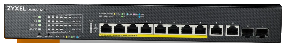Zyxel XS1930-12HP 10 Port 10G Multi-Gigabit PoE++ Smart Switch (375W, 2x 10G SFP+)
